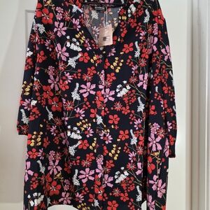BloomChic Floral Print Blouse with Pink and Cream Accents